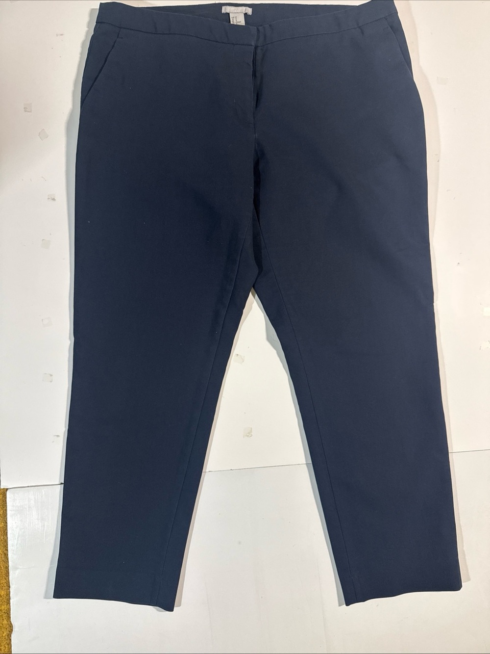 H&M Dark Blue Cropped tapered ankle-length Slim Pants
